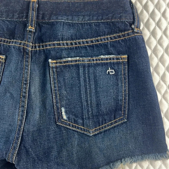 Rag & Bone Doris Cut Off Distressed Denim Shorts Dark Wash Size 24 - Picture 7 of 13